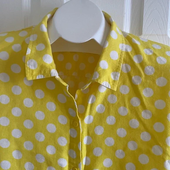 Lisa Marie Fernandez Yellow and White Polka Dot Top (XXL) - Picture 9 of 14